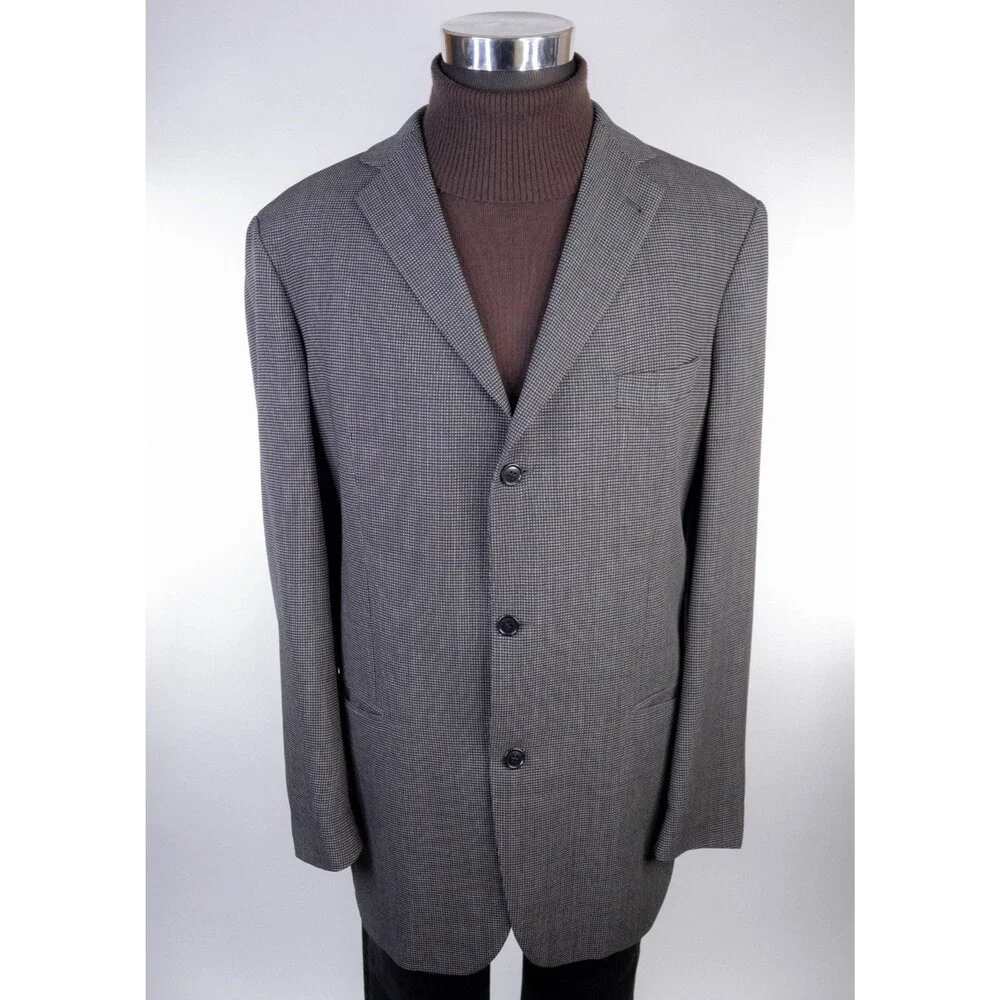 BOSS Hugo Boss Men 3 Button Blazer 44L Wool Gray Coat Jacket Blazer